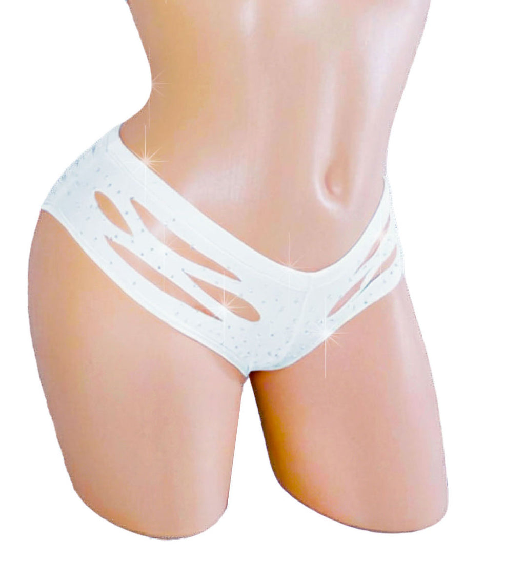 Micro Slashed Shorts - Scattered White
