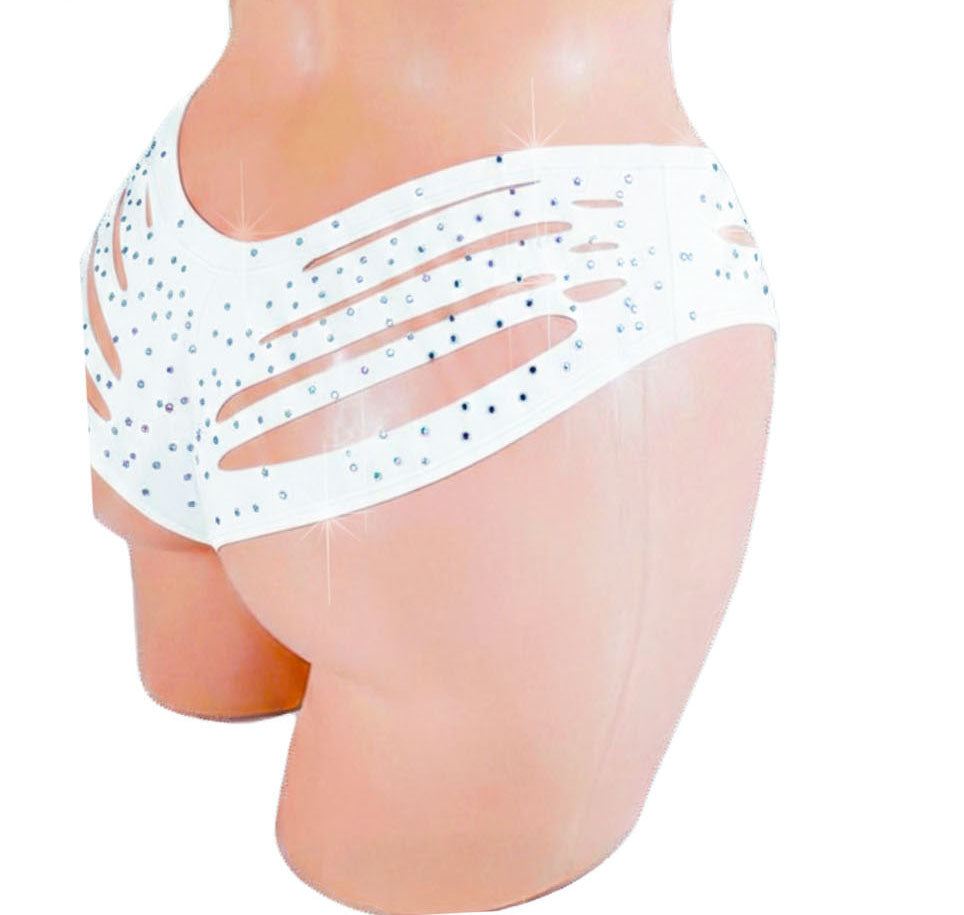 Micro Slashed Shorts - Scattered White