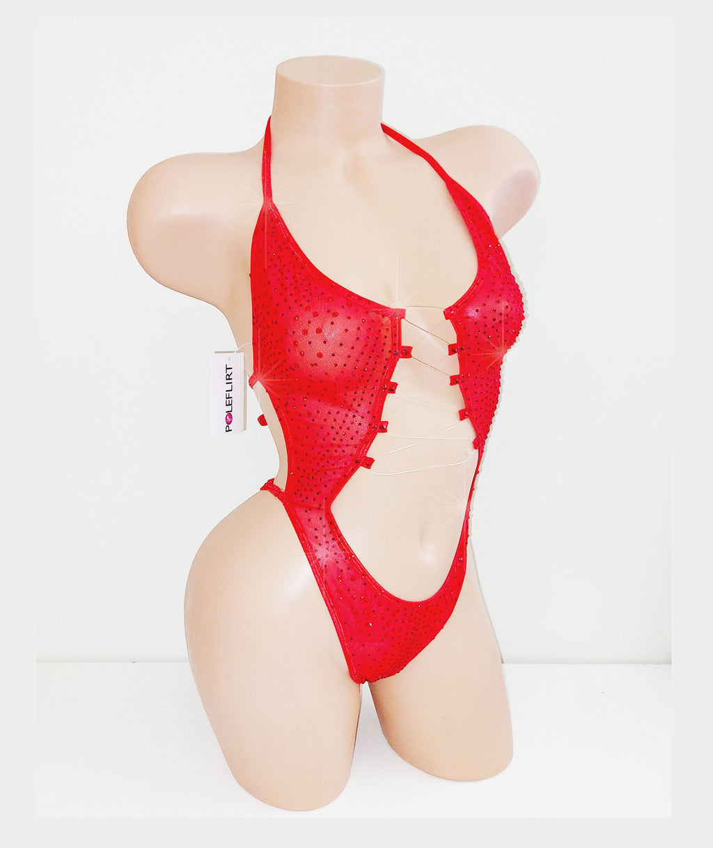 Corset Lace up - Mesh Red