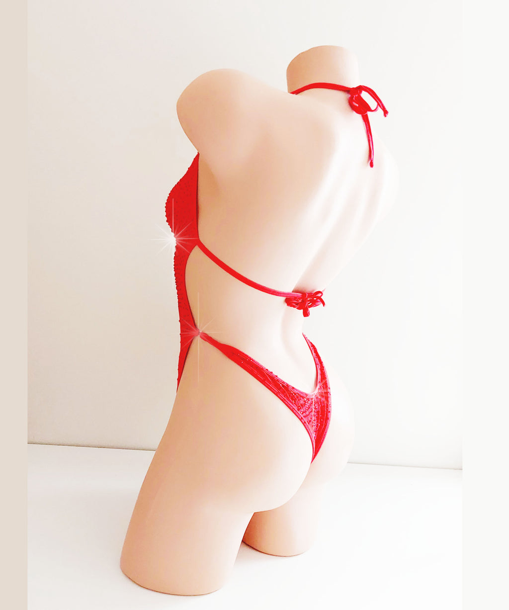 Corset Lace up - Mesh Red